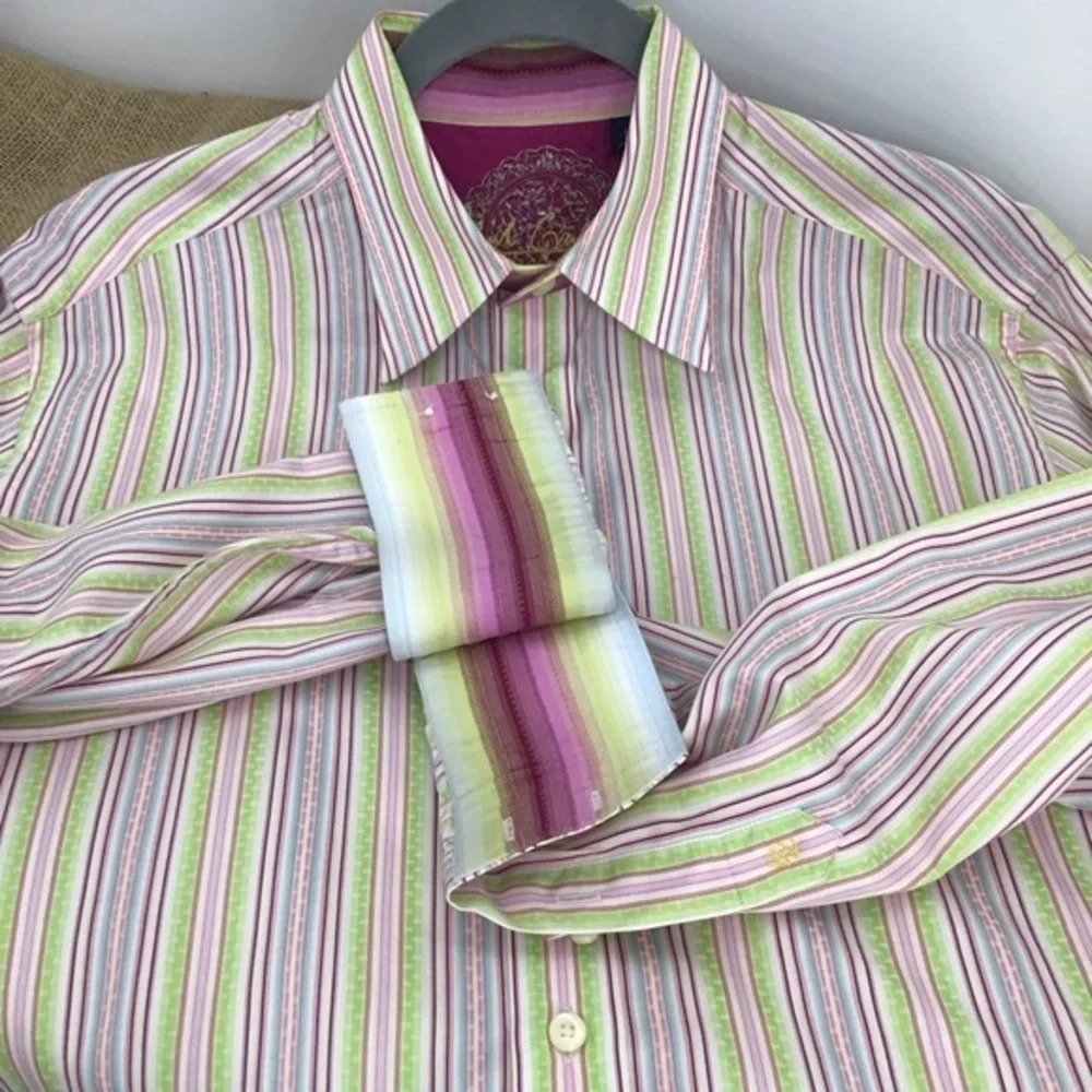 Robert Graham Men’s Casual Button Down Colorful Striped Shirt